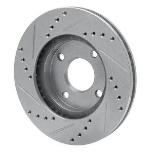 Ford Contour Brake Rotor (1) - Front Right - R1 Concepts - Drilled & Slotted - Silver - `95-`04